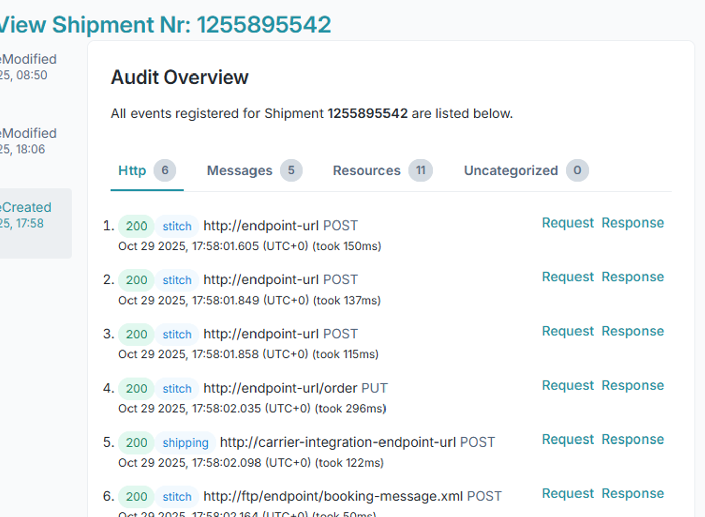 Audit logs showing full traceability of actions and events