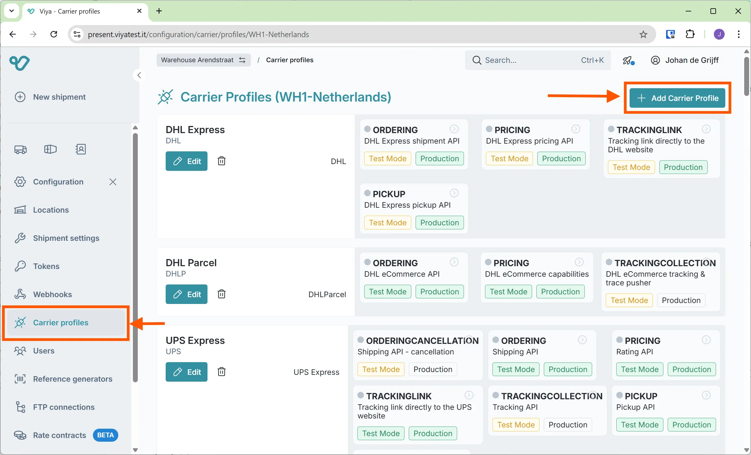 Carrier configuration